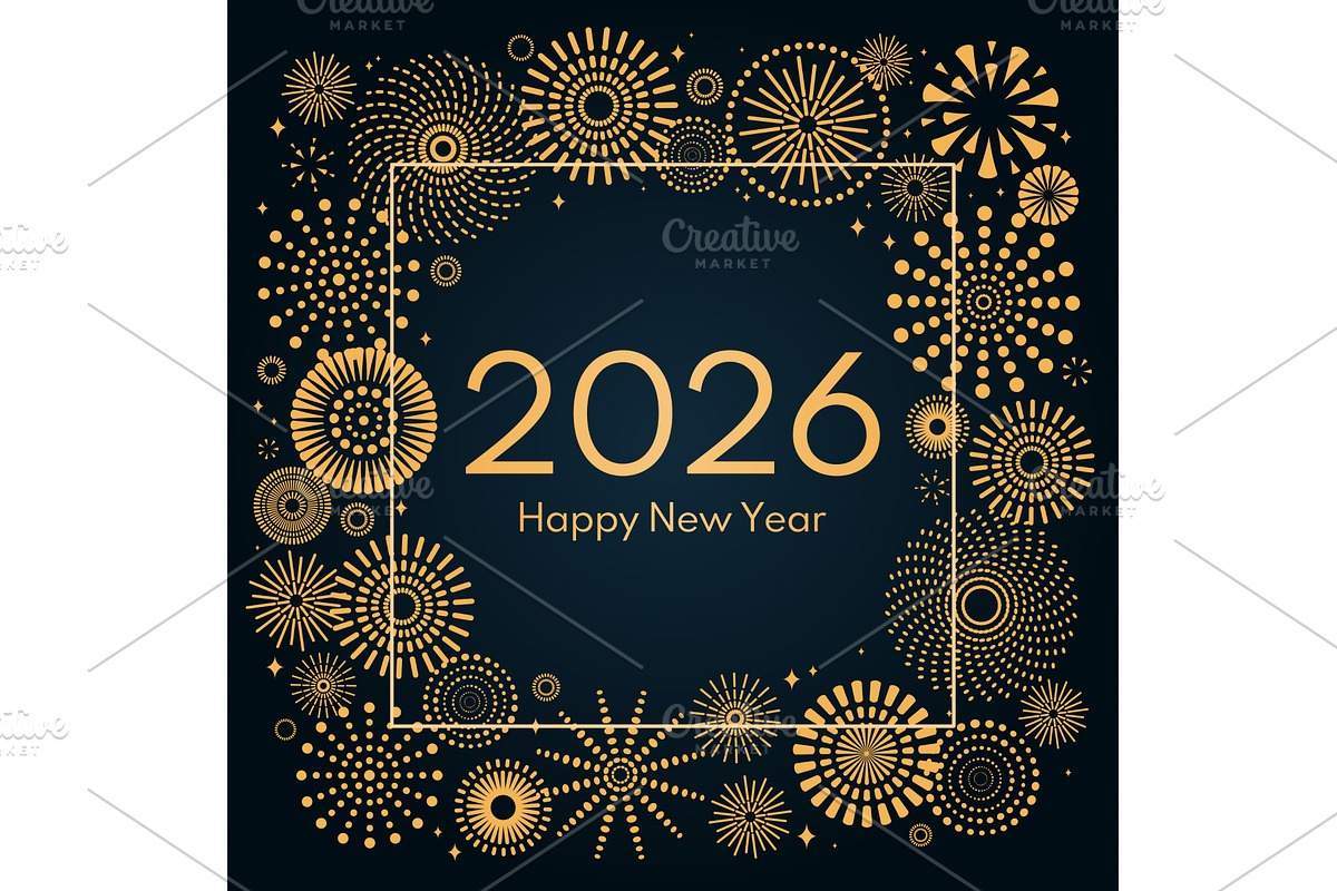 2026 New Year golden fireworks, a Background Graphic by sceptical cactus