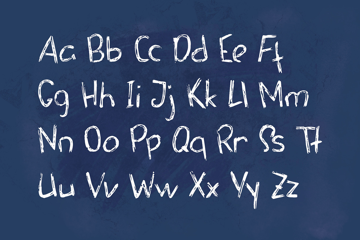 White Chalk Kid Scribbled Font, a Blackletter Font by RabbitAndPencil (Photo 3 of 10)