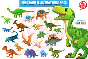 Dinosaur Illustrations Pack, an Animal Illustration by mikailain (Thumbnail 1 of 2)