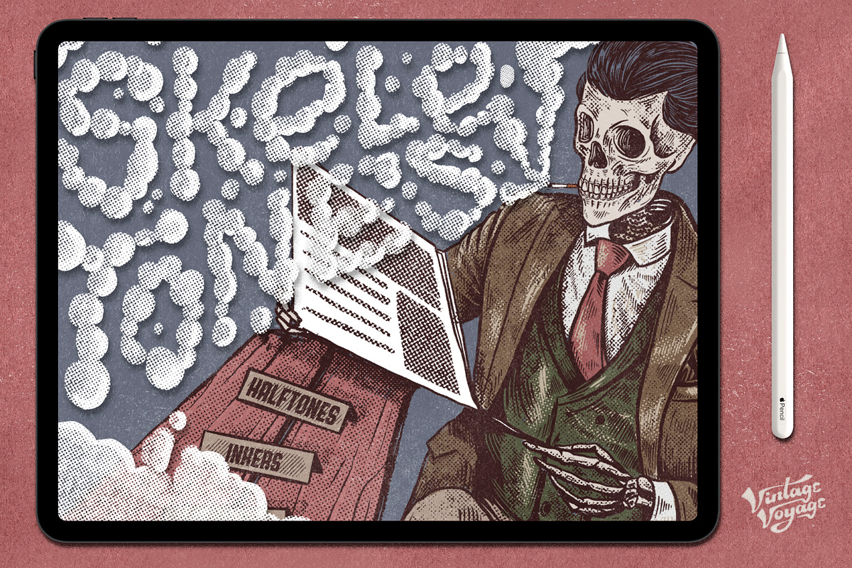 SkeleTones • Procreate Brushes, a Brush Add-On by Vintage Voyage Supply (Photo 1 of 9)