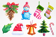 Christmas. Watercolor illustrations., a Decorative Illustration by AlexGreenArt (Thumbnail 2 of 8)