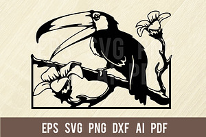 Toucan Wildlife Stencil Cut SVG File