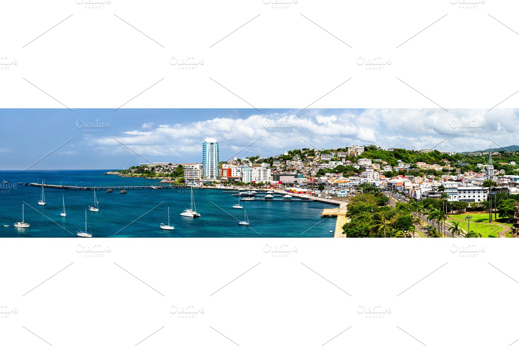 Panorama of Fort-de-France bay and city skyline in Martinique, an Architecture Photo by Leonid Andronov