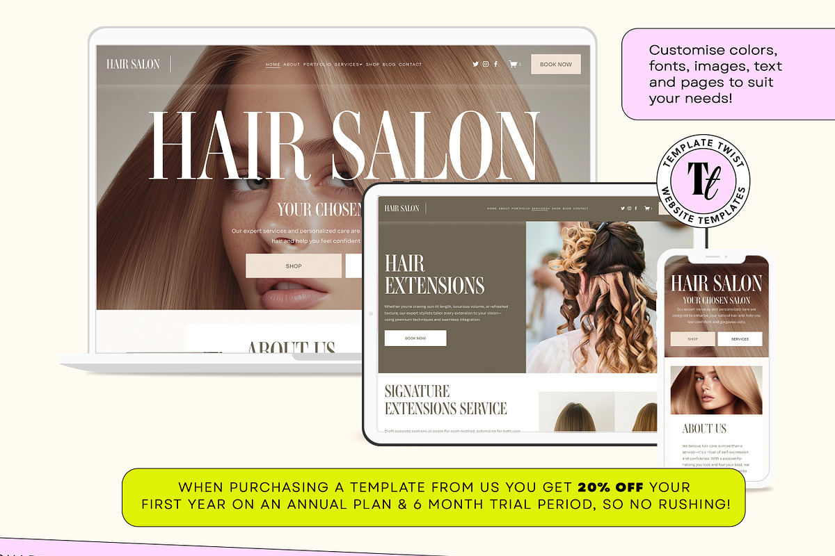 Hairdresser Stylist Website Template, a Templates & Theme by Template Twist Shop (Photo 8 of 10)