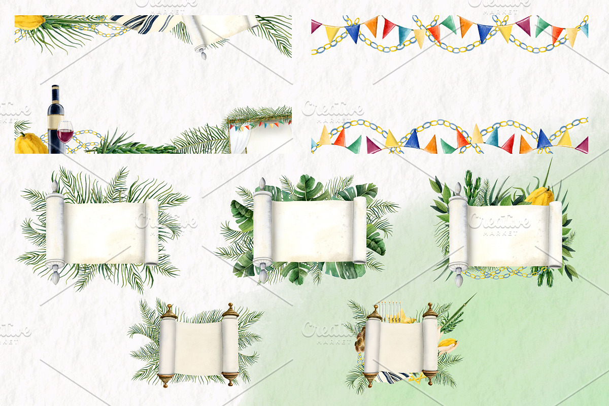 Sukkot Jewish Holiday Clipart, a Seasonal Illustration by Elena Malgina Clipart (Photo 5 of 11)