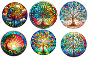 Tree of Life Stained Glass Clipart, an Illustration by Designworld (Thumbnail 4 of 6)