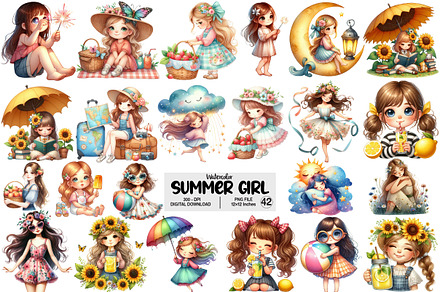 Whimsical Summer Girl Clipart
