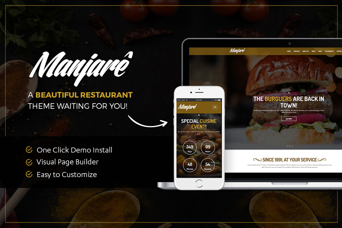 Restaurant WordPress Theme | Manjare, a WordPress Template by ThemeBear