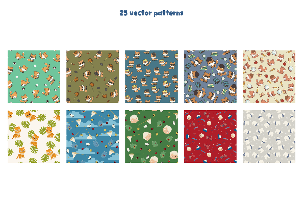 Boyish Vector Seamless Patterns, a Pattern Graphic by Digitaliya (Photo 3 of 10)