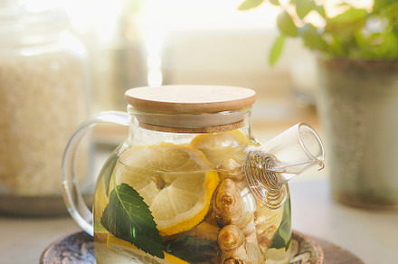 Teapot with lemon, mint and ginger, a Health & Medical Photo by VICUSCHKA
