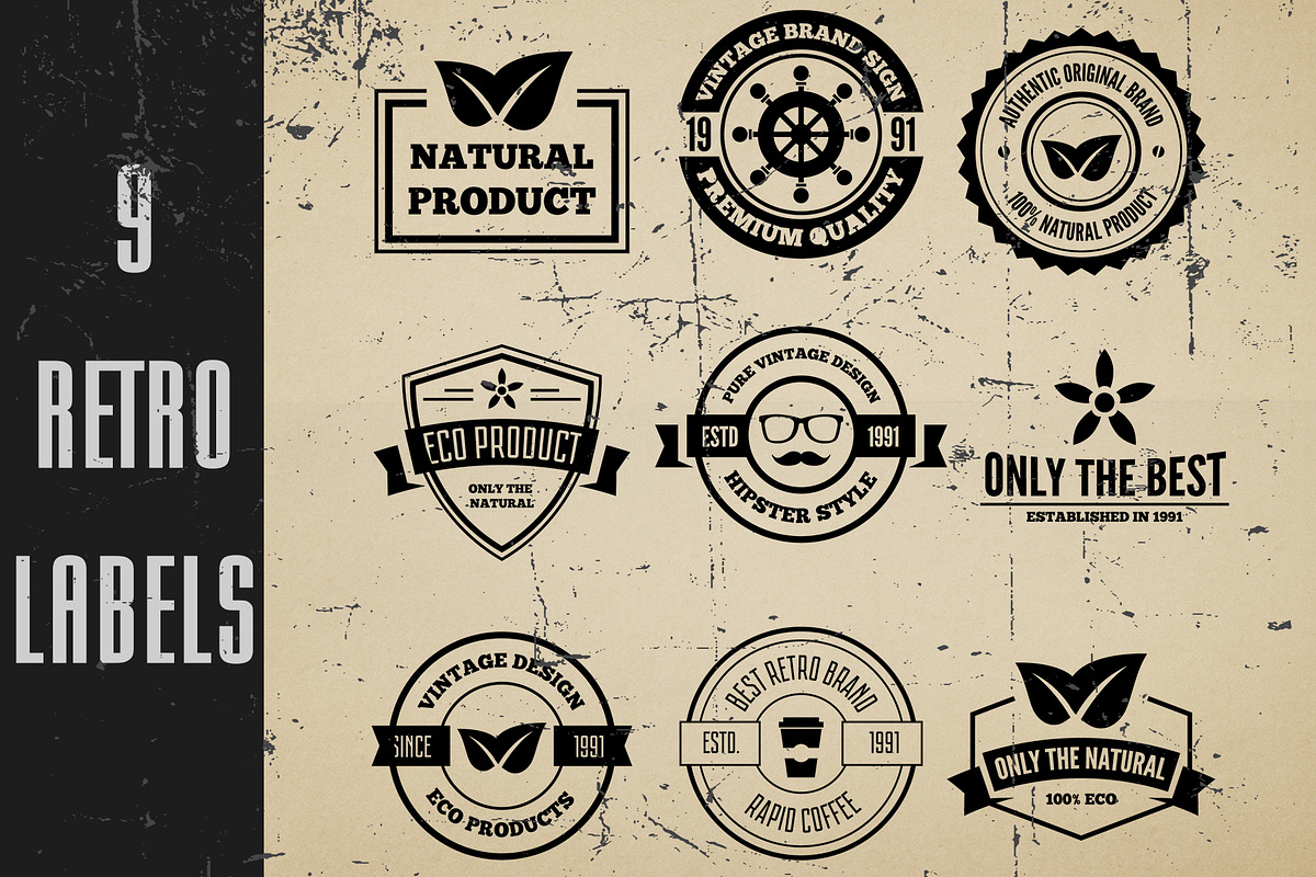 Retro Labels Set 6, a Branding & Logo Template by DCD Vector Co. (Photo 1 of 10)
