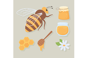 icons honey bee, a Food Illustration by studiogstock