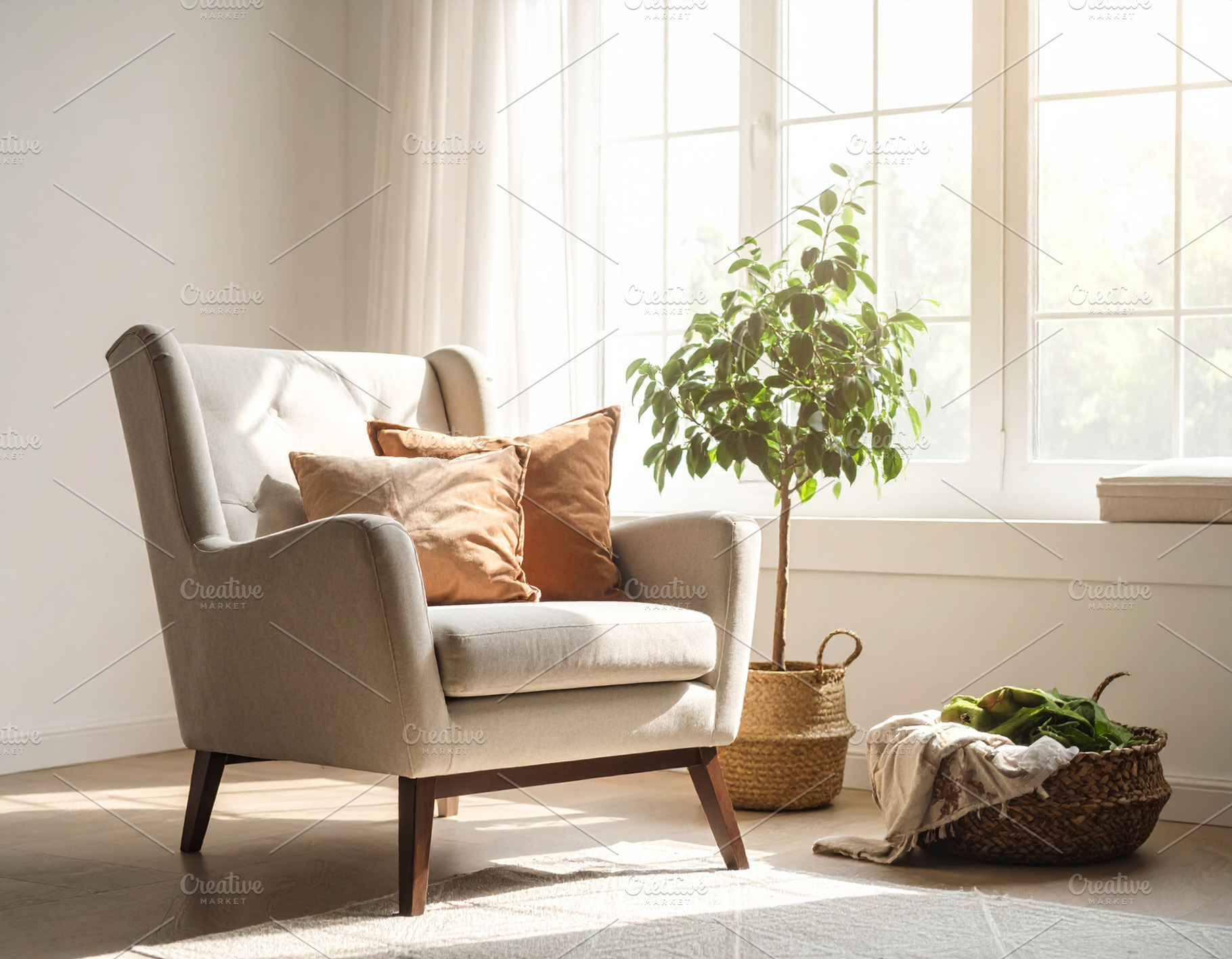 Cozy living room bathed in natural window light, an Architecture Photo by DanFLCreativo