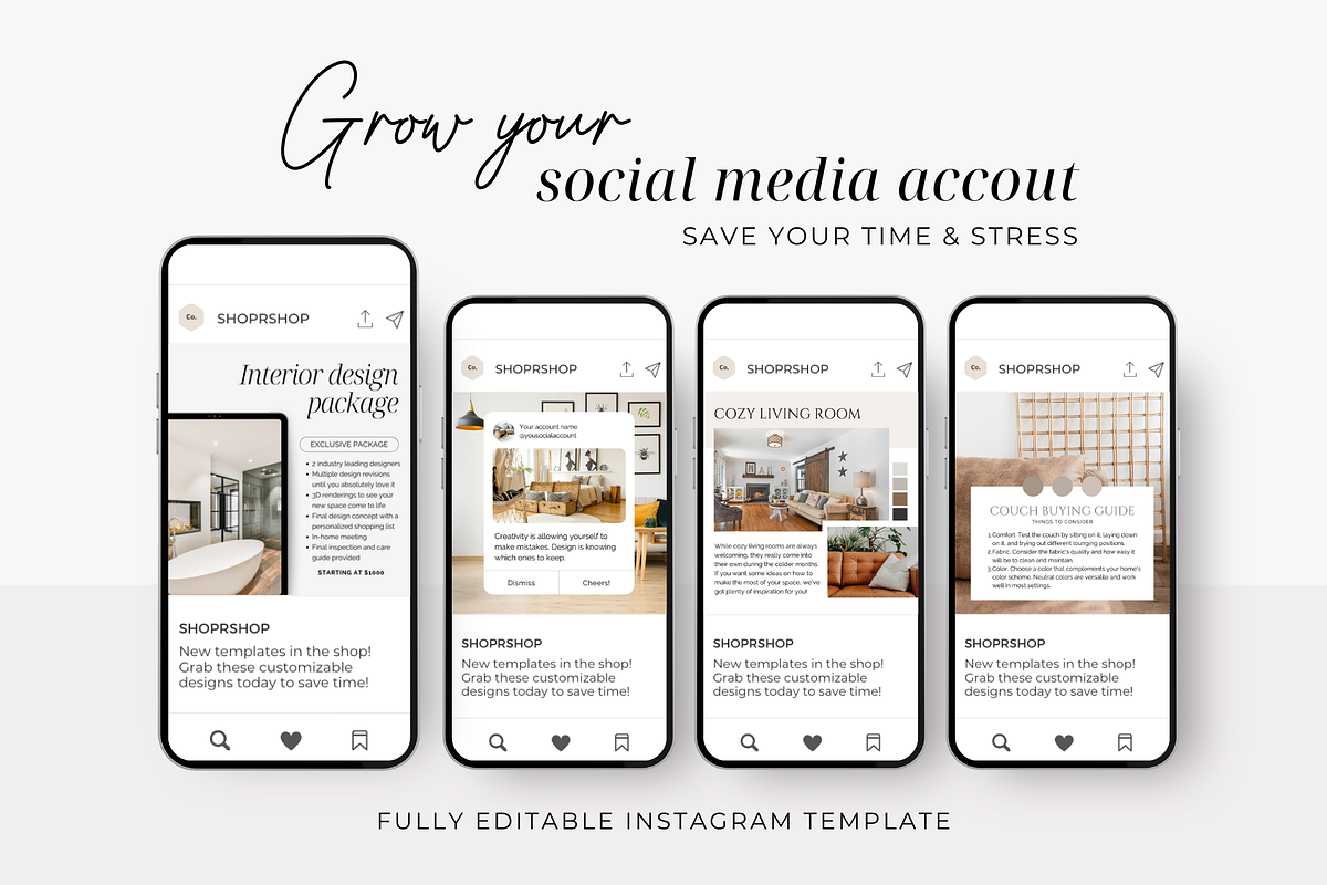 Interior Design Instagram Posts, a Social Media Template by ShopRShop (Photo 3 of 9)