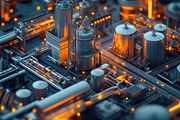 A detailed, close-up view of a futuristic industrial facility with metallic str, an Industrial Photo by Textures & Backgrounds (Thumbnail 2 of 2)
