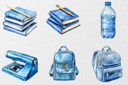 Blue School Clipart, an Illustration by DreamCafeArt (Thumbnail 3 of 7)
