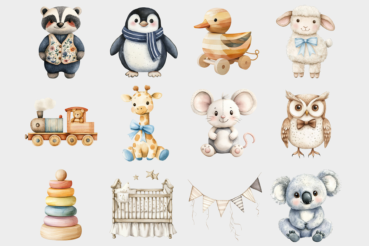 Watercolor Baby Toy Clipart, a Seasonal Illustration by Design Market (Photo 2 of 5)