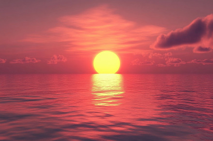 Vibrant sunset over the calm sea wit, a Photo by Iftikhar Alam