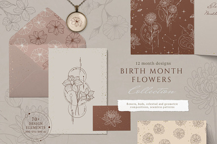Hand drawn Birth Month Flowers, an Illustration by KirillsWorkshop
