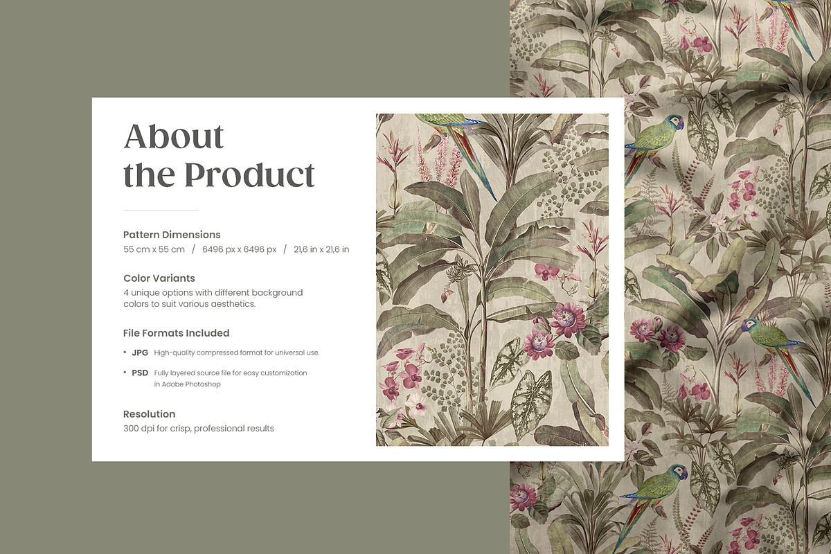 Vintage Tropical Jungle Pattern, a Pattern Graphic by Yello_illustration (Photo 2 of 14)