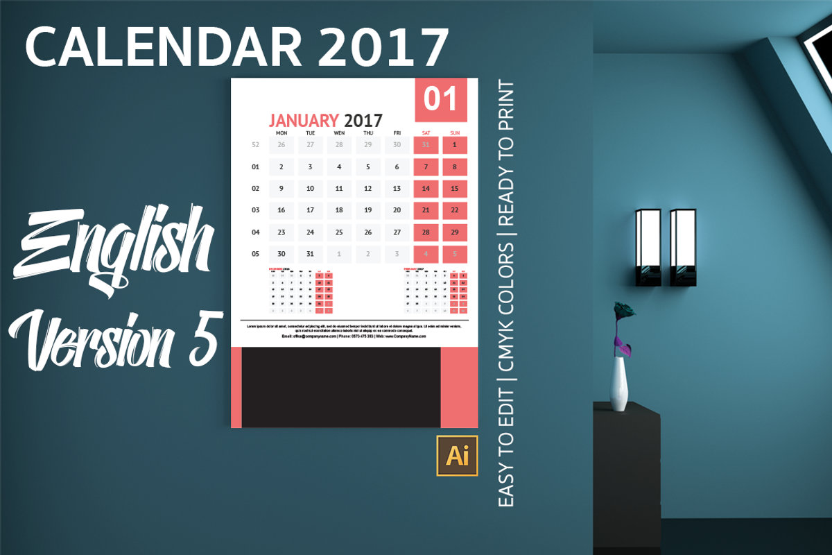2017 CALENDAR BUNDLE (48 TEMPLATES), a Templates & Theme by Florin Chitic (Photo 7 of 9)