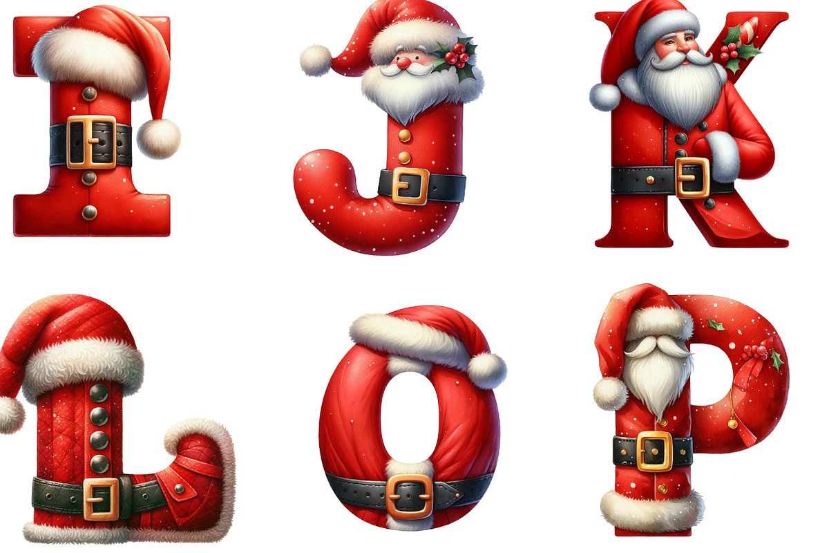Christmas Santa Alphabet Clipart, an Illustration by Designking (Photo 3 of 5)