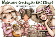 Watercolor Countryside Girl Clipart, an Illustration by Libby Wishes (Thumbnail 1 of 7)