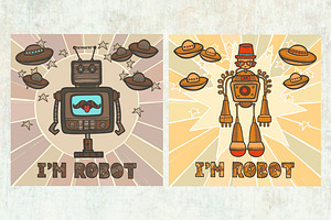 Hipster Robots Sketch Set