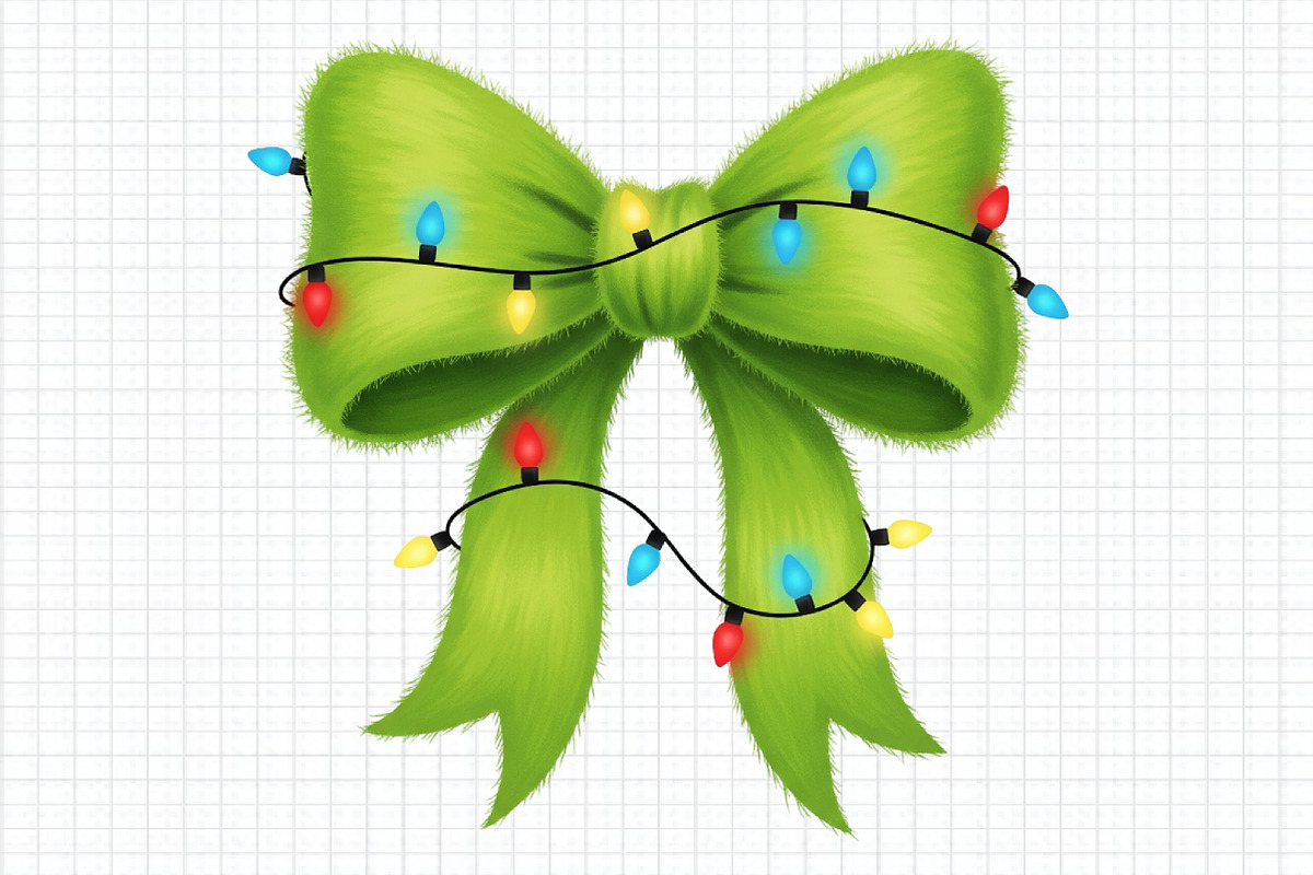 Festive Green  Bow Christmas PNG, an Illustration by Craft Nest (Photo 1 of 6)