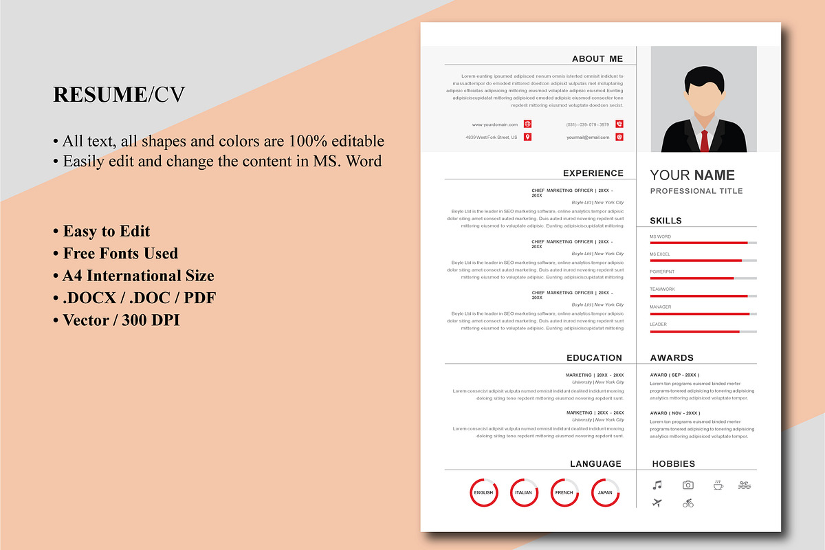 1 Pages Clean CV Template | Editable, a Resume Template by Blue Digital Studio (Photo 2 of 2)