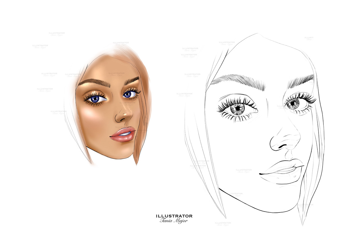 Coloring pages,Fashion girls clipart, an Illustration by MajorArtTm (Photo 4 of 4)