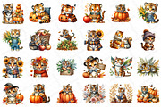 Watercolor Autumn Tiger Clipart Bund, an Illustration by DreamPrint404 (Thumbnail 6 of 6)