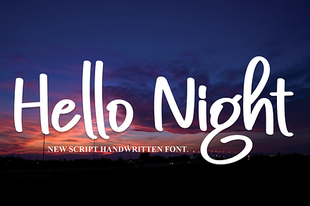 Hello Night | Script Font, a Script Font by Scratchones