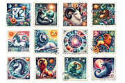Zodiac Postage Stamps Clipart, an Illustration by SinaCreation (Thumbnail 2 of 5)