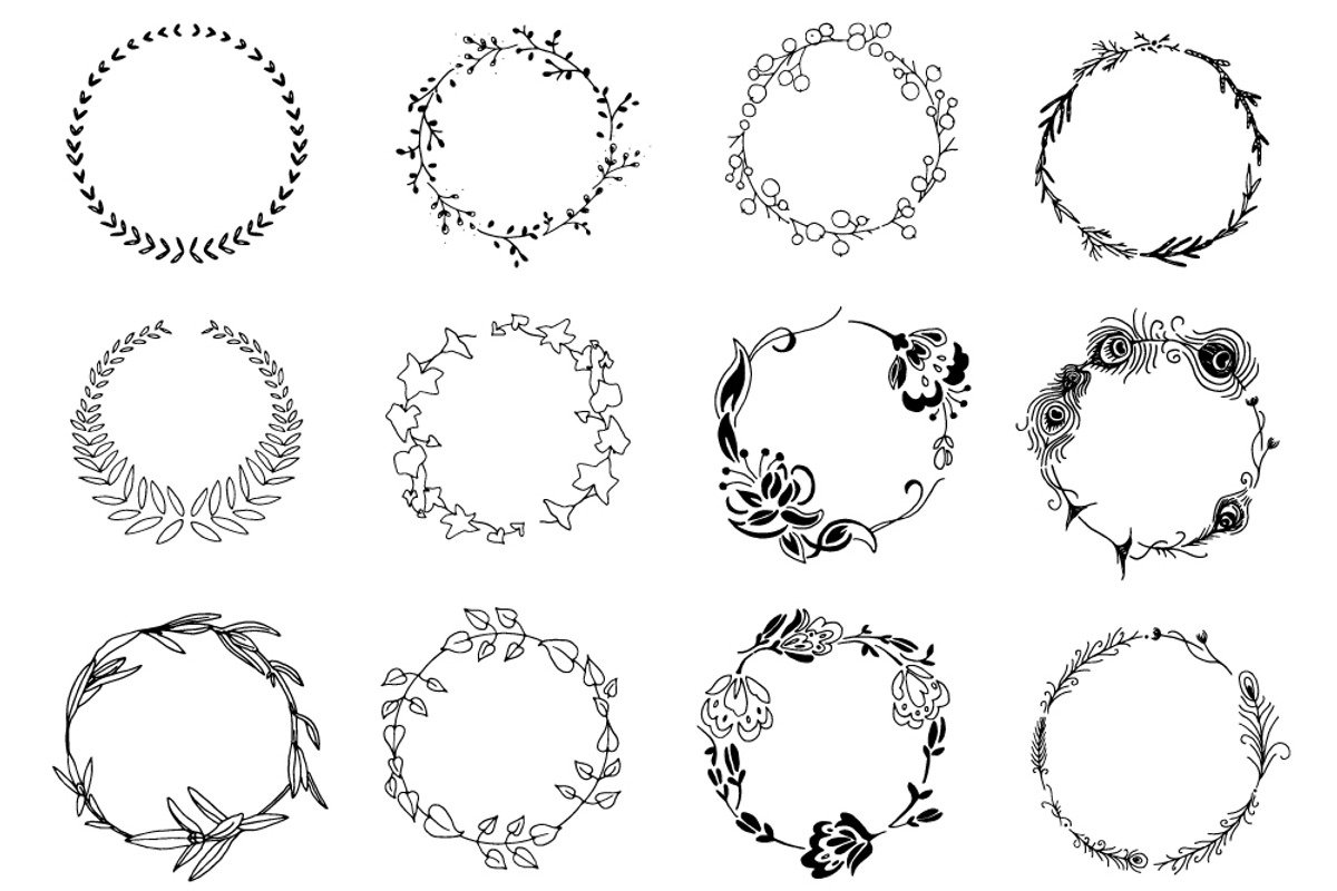 Hand Drawn Wreaths Flowers Vectors, an Illustration by becky nimoy (Photo 4 of 5)