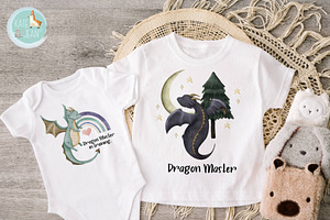 Dragons Watercolor Clipart Set