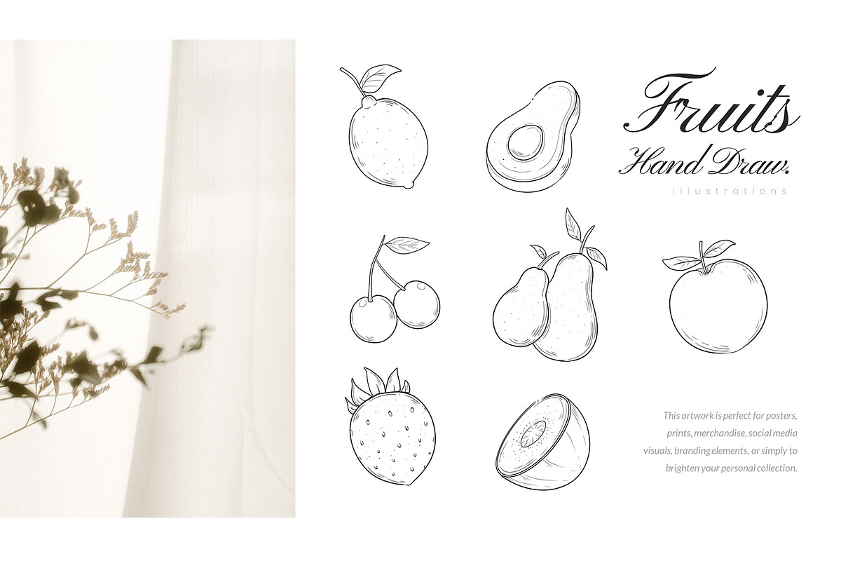 Fruits Hand Drawn Illustrations, a Food Illustration by lanterby Illustration (Photo 1 of 4)