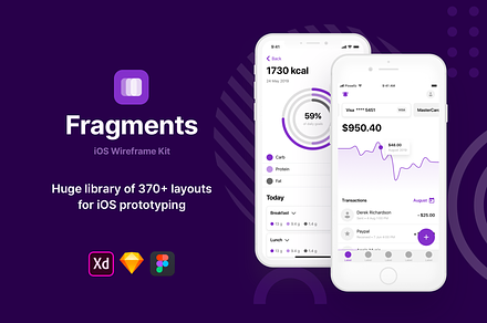 Fragments iOS Wireframe Kit, a Wireframe Template by Pixsellz