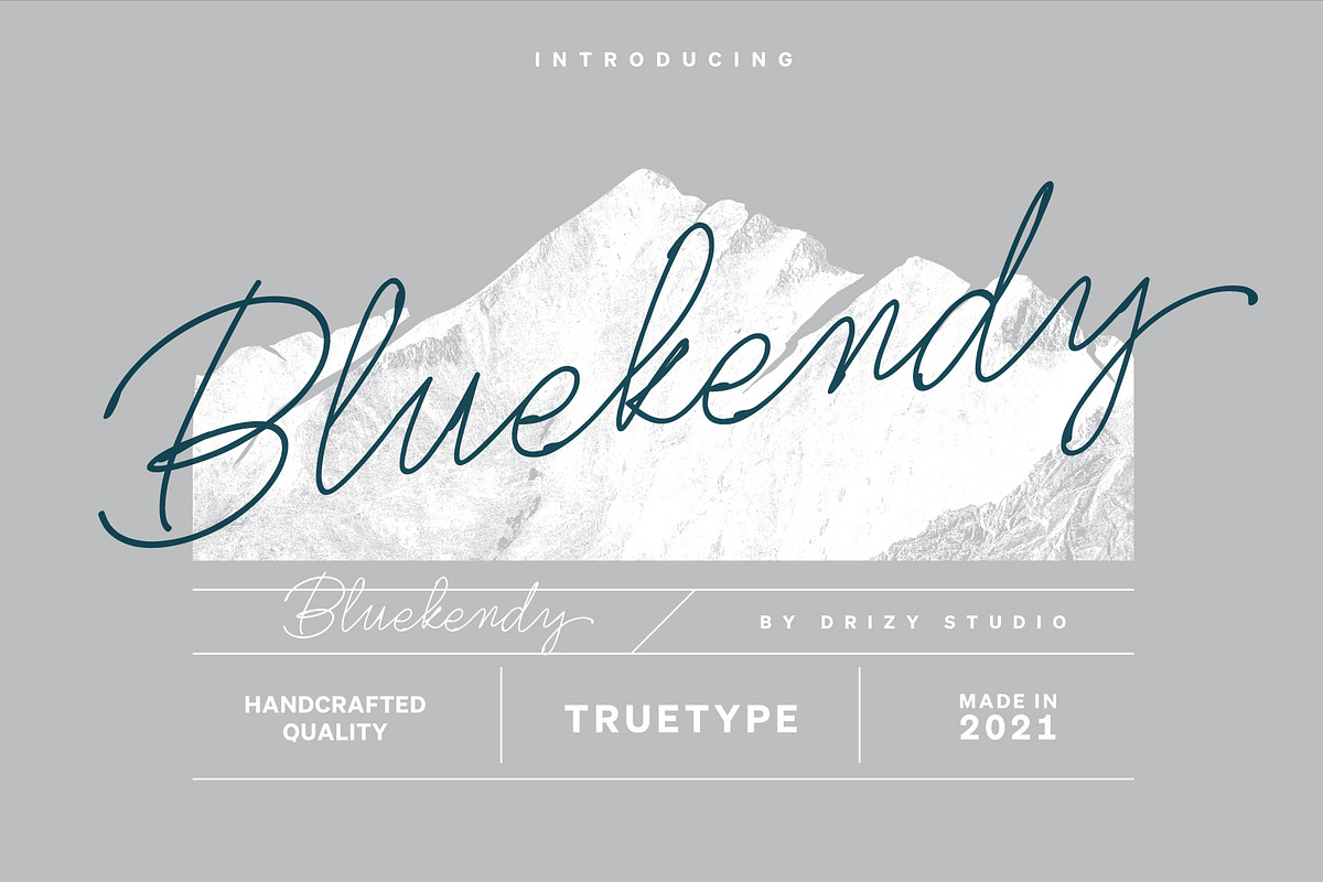 Bluekendy, a Script Font by Drizy (Photo 1 of 9)