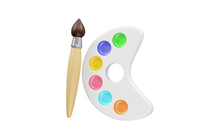 Color palette icon with paint brush, an Object Illustration by fahad121