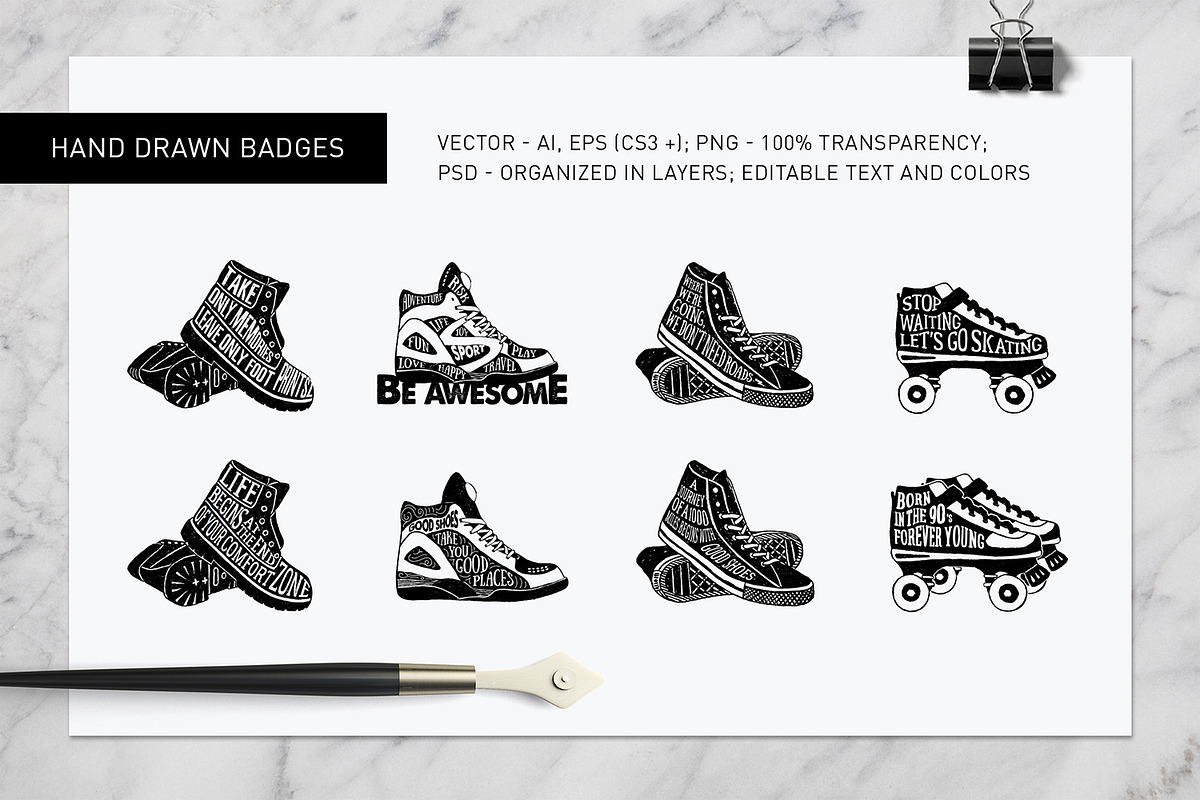 Good Shoes. 8 Inspirational Badges, a Branding & Logo Template by Cosmic Store (Photo 5 of 16)