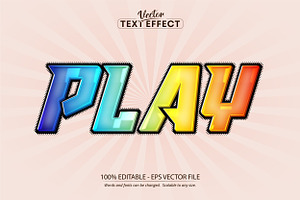 Play Text Effect, Editable Colorful