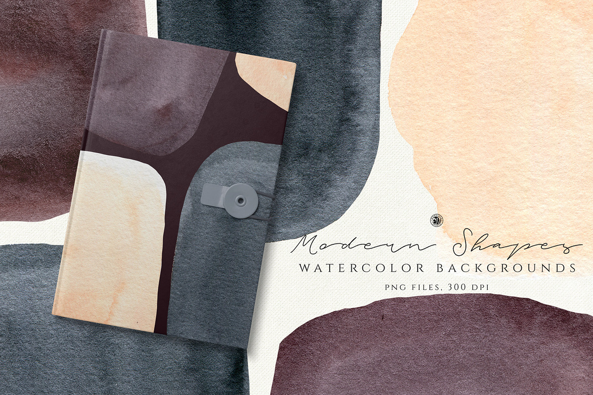 Watercolor Backgrounds Modern Shapes, an Object Graphic by Webvilla Studio (Photo 1 of 5)