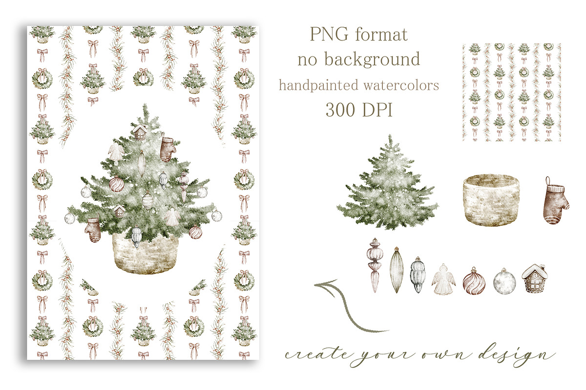 Boho‑Nordic Christmas Watercolor Set, a Seasonal Illustration by LenArt (Photo 14 of 17)