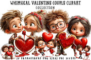 Whimsical Valentine Couple Clipart, an Illustration by OK Design (Thumbnail 1 of 6)