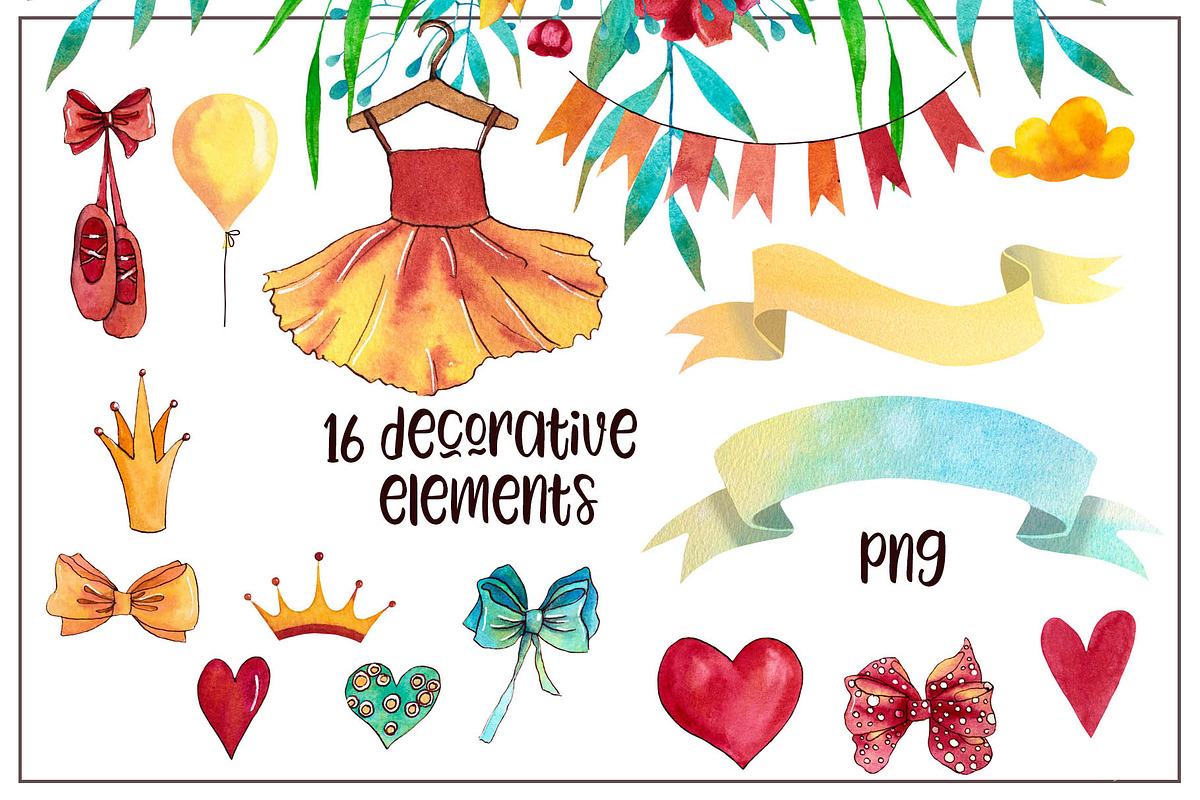 Little Ballerinas Watercolor Set, an Education Illustration by Daria's Magic World (Photo 3 of 8)