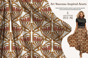 Art Nouveau Seamless Patterns Set, a Pattern Graphic by Elen-Lane