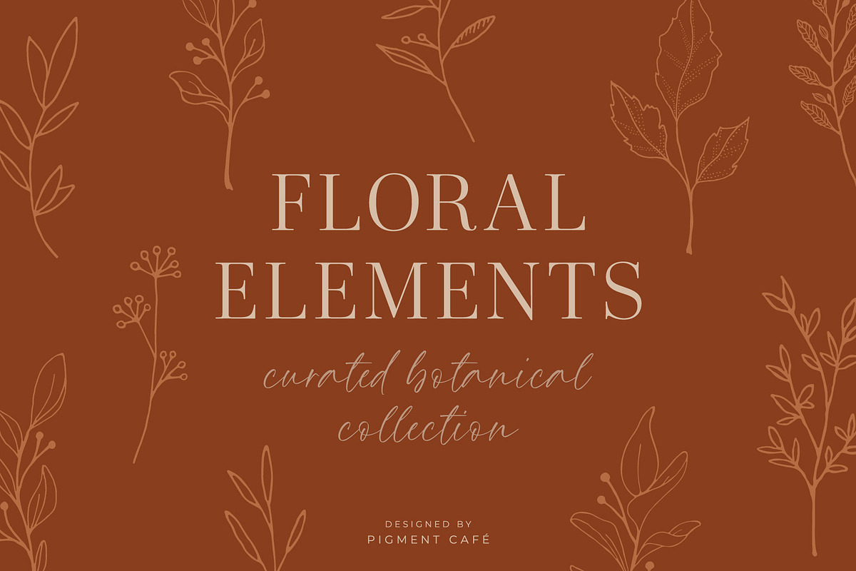 Floral Elements Curated Collection, a Decorative Illustration by Pigment Café (Photo 1 of 8)