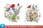 Watercolor Spring Flowers Background, an Object Graphic by Regulrcrative (Thumbnail 3 of 7)