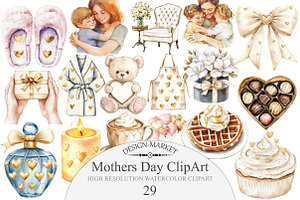 Watercolor Mothers Day ClipArt, an Illustration by Design Market